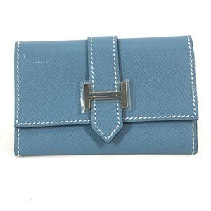 HERMES Bearn business card case, pass coin wallet, purse, leather, women's, b...